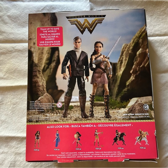 DC WONDER WOMAN AND STEVE TREVOR DOLL SET 2016 MATTELL - Picture 2 of 2
